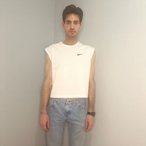 NWT Nike x Urban Outfitters Crop Tank | Men's S | White Boxy Mesh SWIM Top